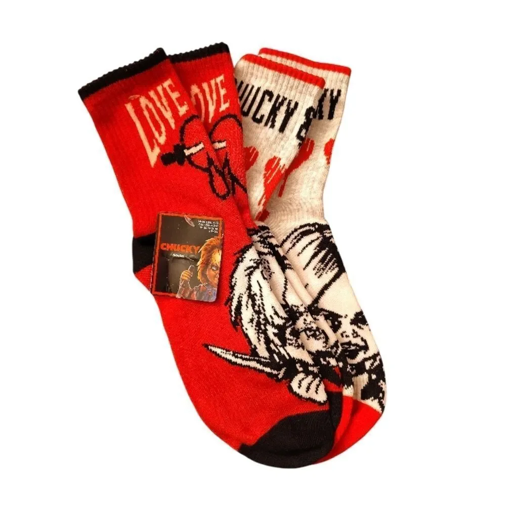 Chucky His & Hers Valentine's Socks NWT 2 Pairs Mens‎ 2 Pairs Womens Red Black